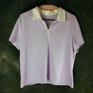 Adidas Women’s Lavender Crop Polo Short Sleeve Top Quarter Zip Size XL
